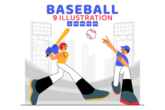 9 Baseball Player Sport Illustration
