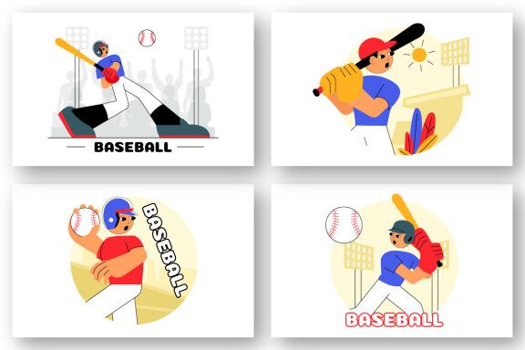 9 Baseball Player Sport Illustration
