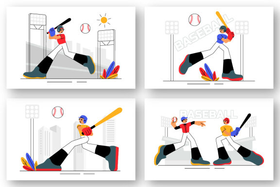 9 Baseball Player Sport Illustration