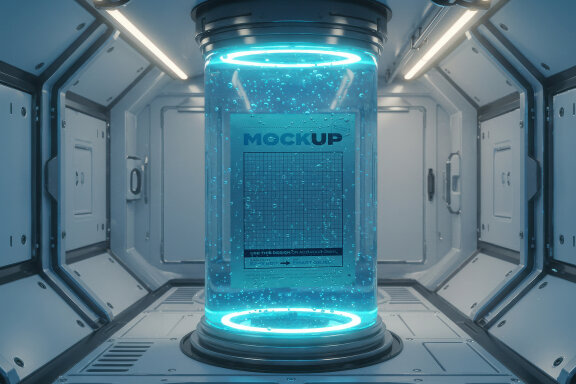 Page Poster Mockups inside Lab Capsule