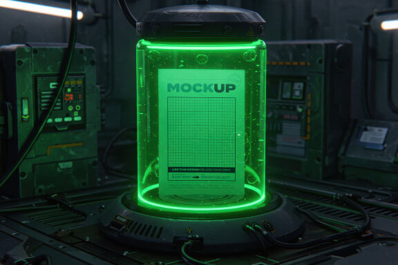 Page Poster Mockups inside Lab Capsule