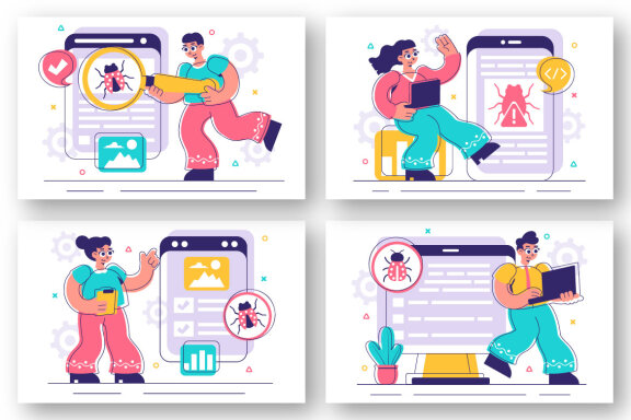 9 Bugs Tracking Tool Illustration