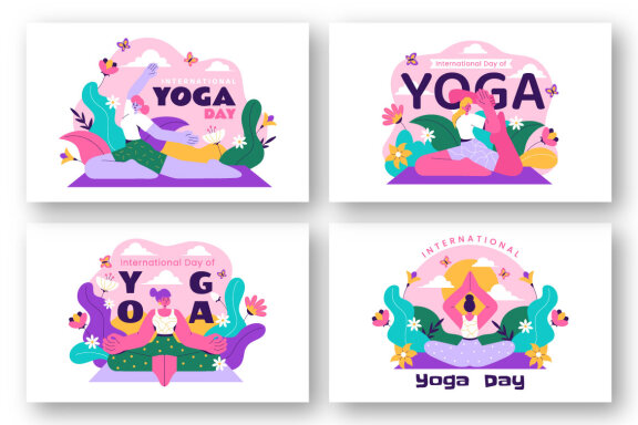 9 International Yoga Day FREE Illustrations
