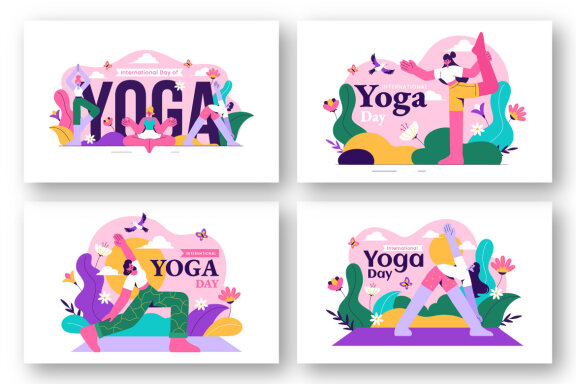 9 International Yoga Day FREE Illustrations