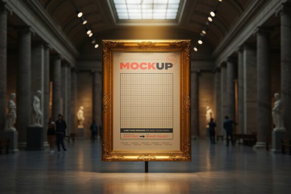 Golden Frame Art Mockups on Museum