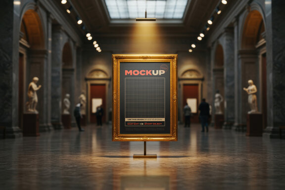Golden Frame Art Mockups on Museum
