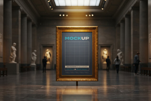 Golden Frame Art Mockups on Museum