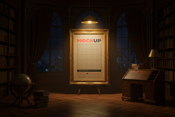 Golden Frame Mockup on Home Library Studio