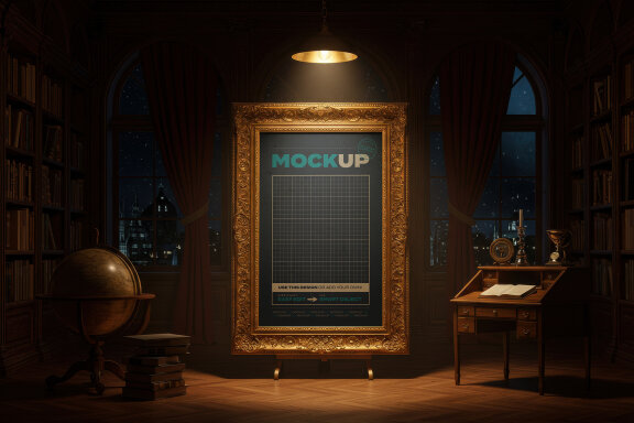Golden Frame Mockup on Home Library Studio