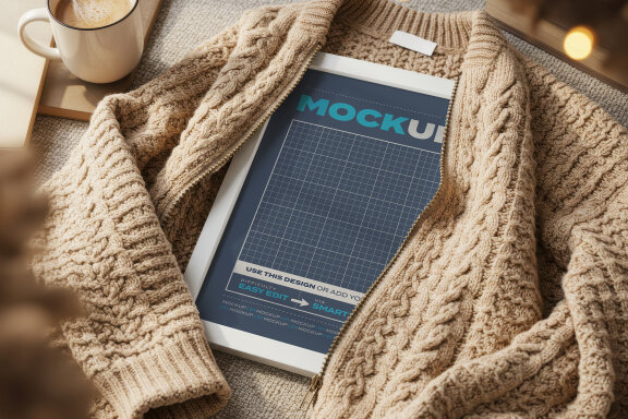 Frame Poster Mockups inside Cozy Wool Sweater
