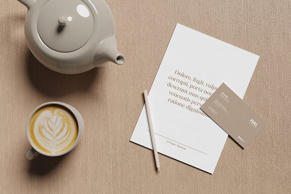 Minimalist A5 Paper & Business Card Mockup