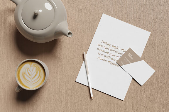 Minimalist A5 Paper & Business Card Mockup