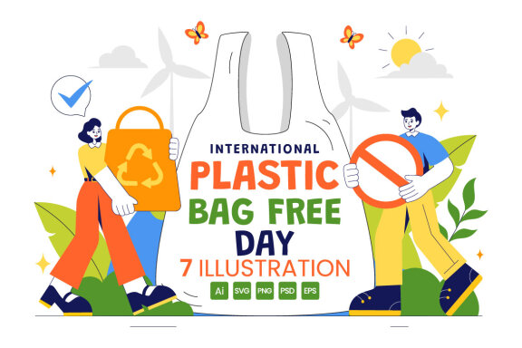 7 International Plastic Bag Free Day Illustration