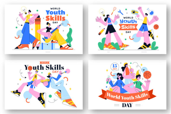 12 World Youth Skills Day FREE Illustrations