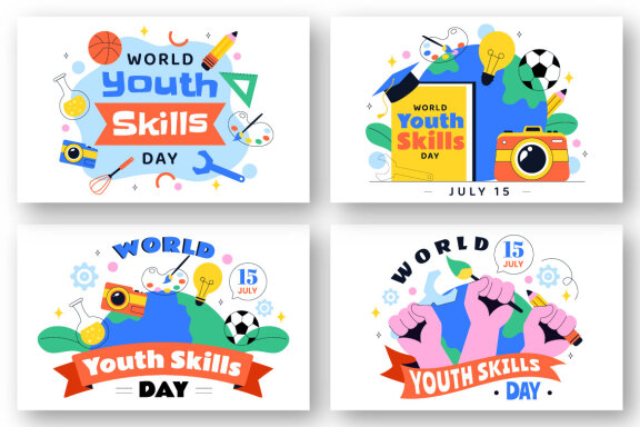 12 World Youth Skills Day FREE Illustrations