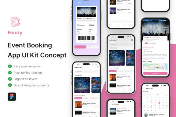Fendy - Event Booking  App UI Kit