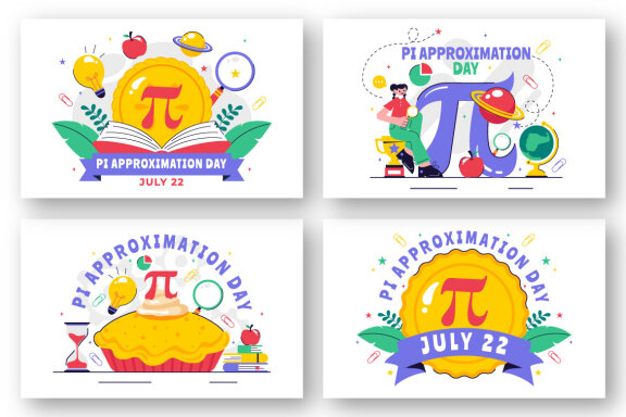 10 Pi Approximation Day Illustration