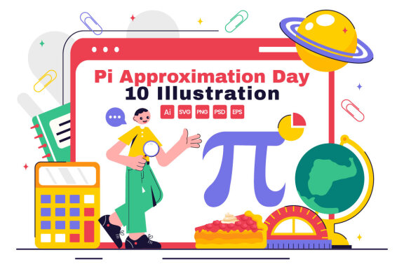 10 Pi Approximation Day Illustration
