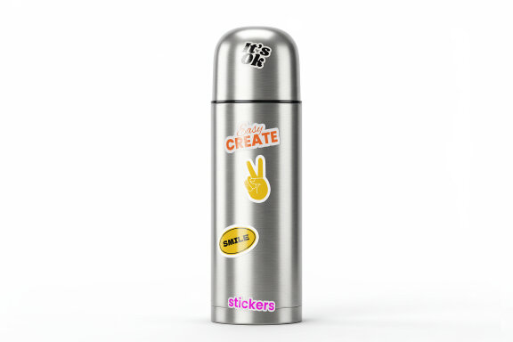 Thermos with Stickers Mockups