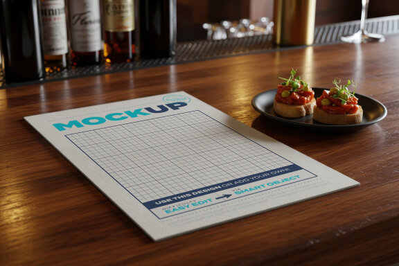 Food or Drink Page Menu on Bar Mockups