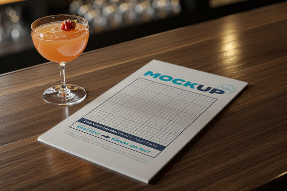 Food or Drink Page Menu on Bar Mockups