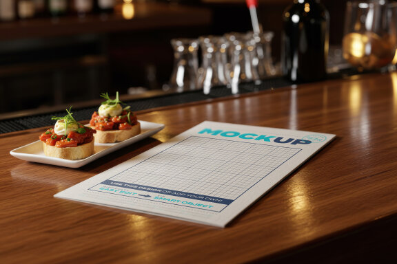 Food or Drink Page Menu on Bar Mockups