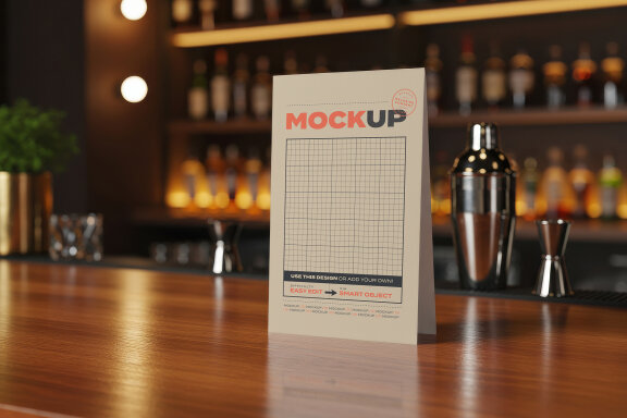Food or Drink Page Menu on Bar Mockups