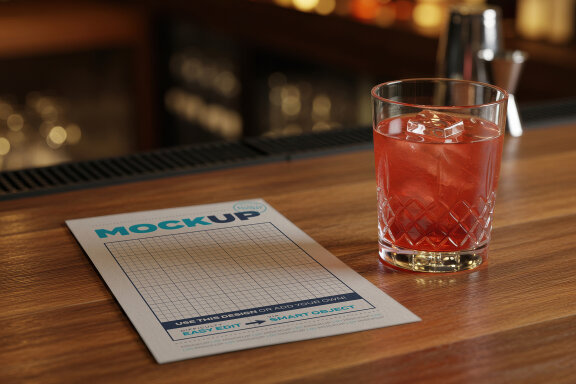 Food or Drink Page Menu on Bar Mockups