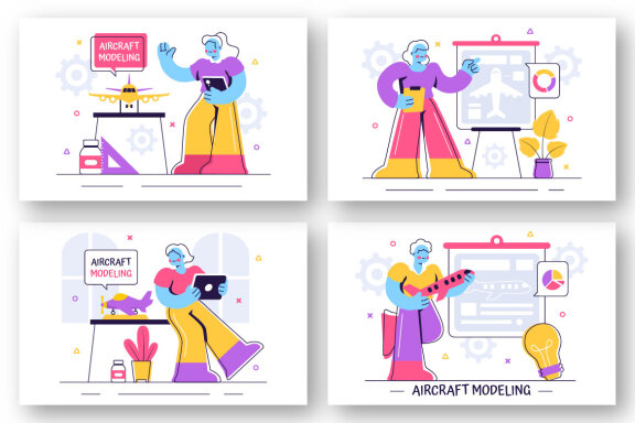 10 Aircraft Model Crafting Illustration