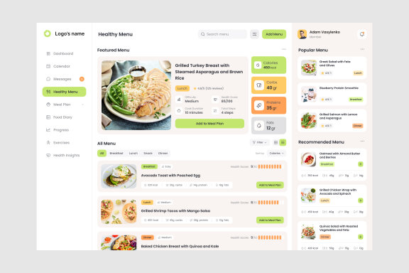 Health Nutrition Dashboard UI Kit
