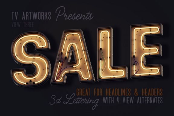 Modern Neon 3D Lettering View 3
