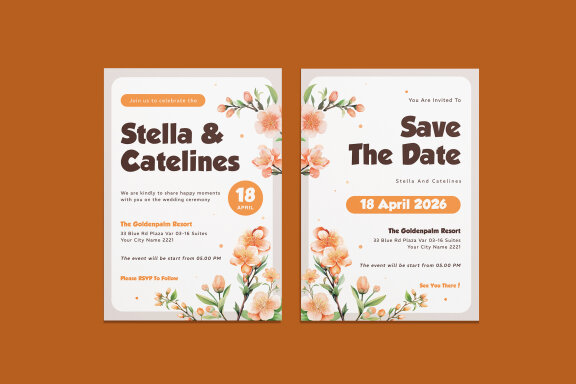 Orange Wellspring Invitation Template