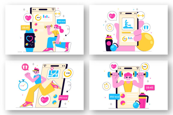 10 Virtual Fitness App Promotion Illustration