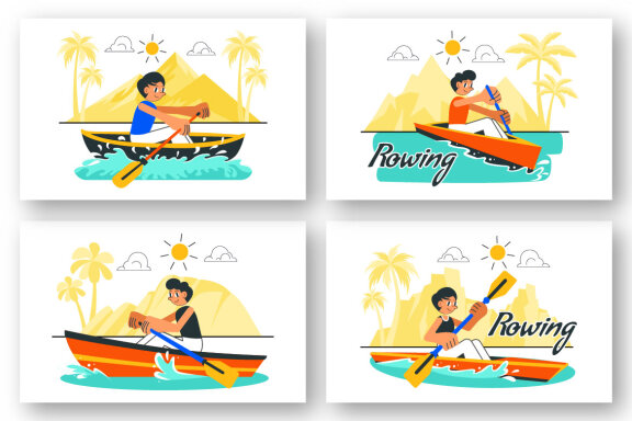10 Rowing and Canoeing Illustration