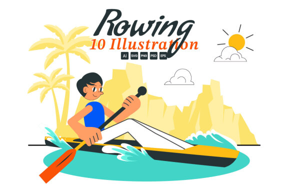10 Rowing and Canoeing Illustration