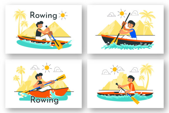 10 Rowing and Canoeing Illustration