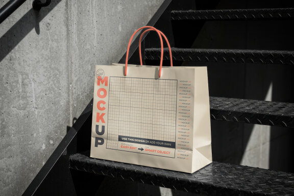 Bag on Stairs Mockups