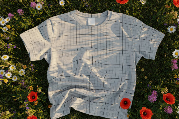 Shirt on Field with Flowers Mockup
