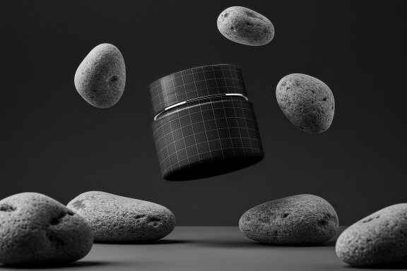 Cosmetic Jar Floating Mockups with Stones
