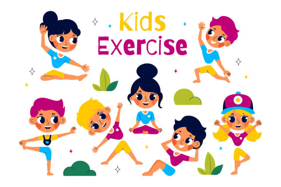 10 Happy Kids Exercise Illustration