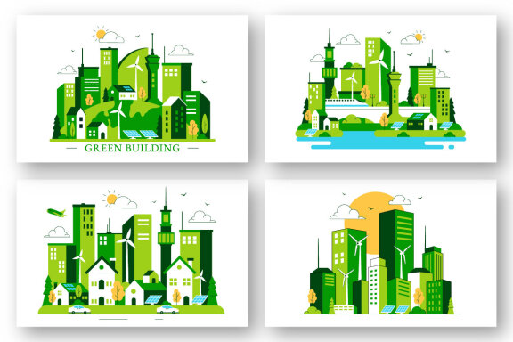 10 Green Building FREE Illustrations