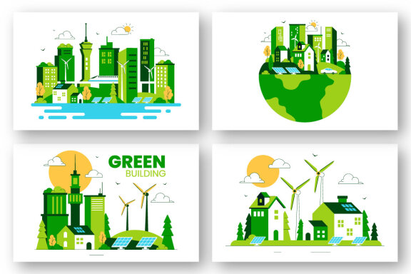 10 Green Building FREE Illustrations