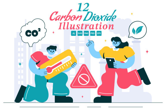 12 Carbon Dioxide or CO2 Illustration