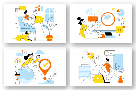 10 Home Remote Working Setup Illustration