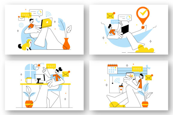 10 Home Remote Working Setup Illustration