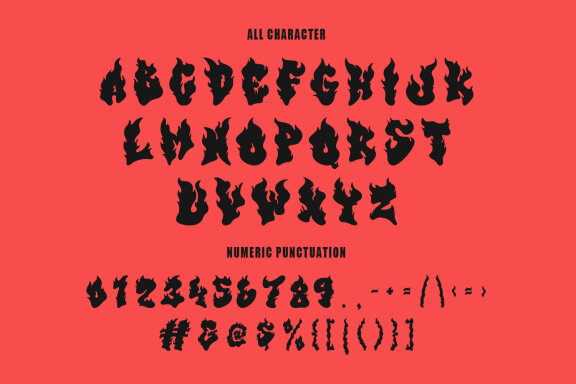 Flamezinna All Caps Flame Display Font