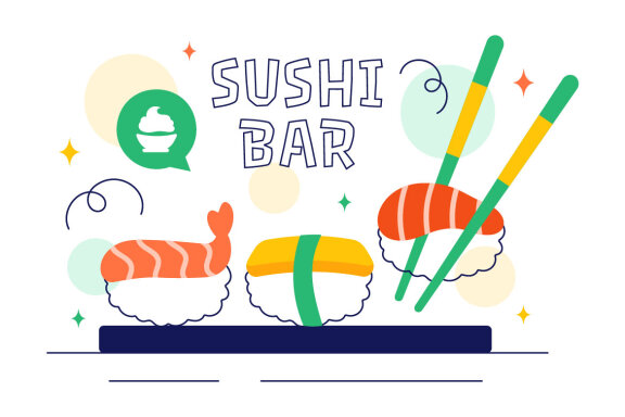 10 Sushi Bar Illustration