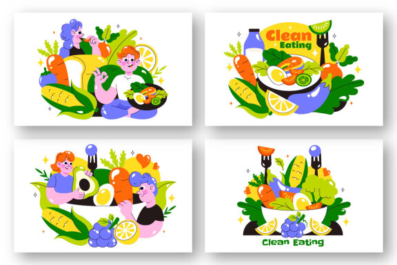 10 Clean Eating FREE Illustrations