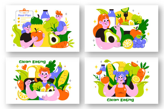 10 Clean Eating FREE Illustrations