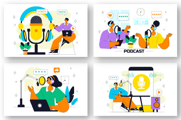 10 Podcast Studio Illustration